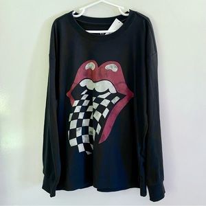 NWT Gap Kids Teen Rolling Stones Long Sleeve Tee Size 8 Checkered Tongue